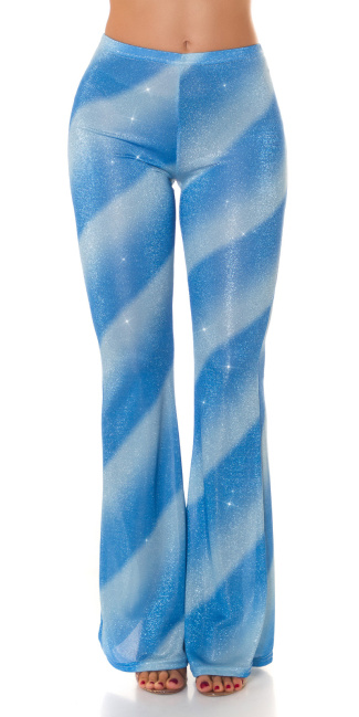 feest uitgaans flarred broek met glitter gradient blauw